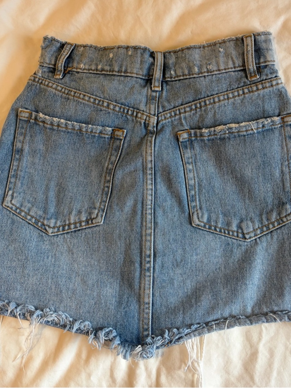 Zara Light Blue Distressed Denim Skirt - Picture 4 of 4